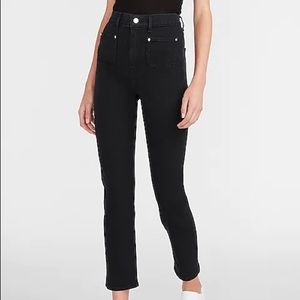 Express Black Super High Waisted Patch Pocket Slim Jeans